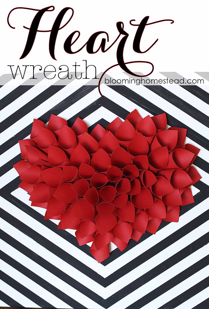 DIY Paper Heart Wreath by Blooming Homestand