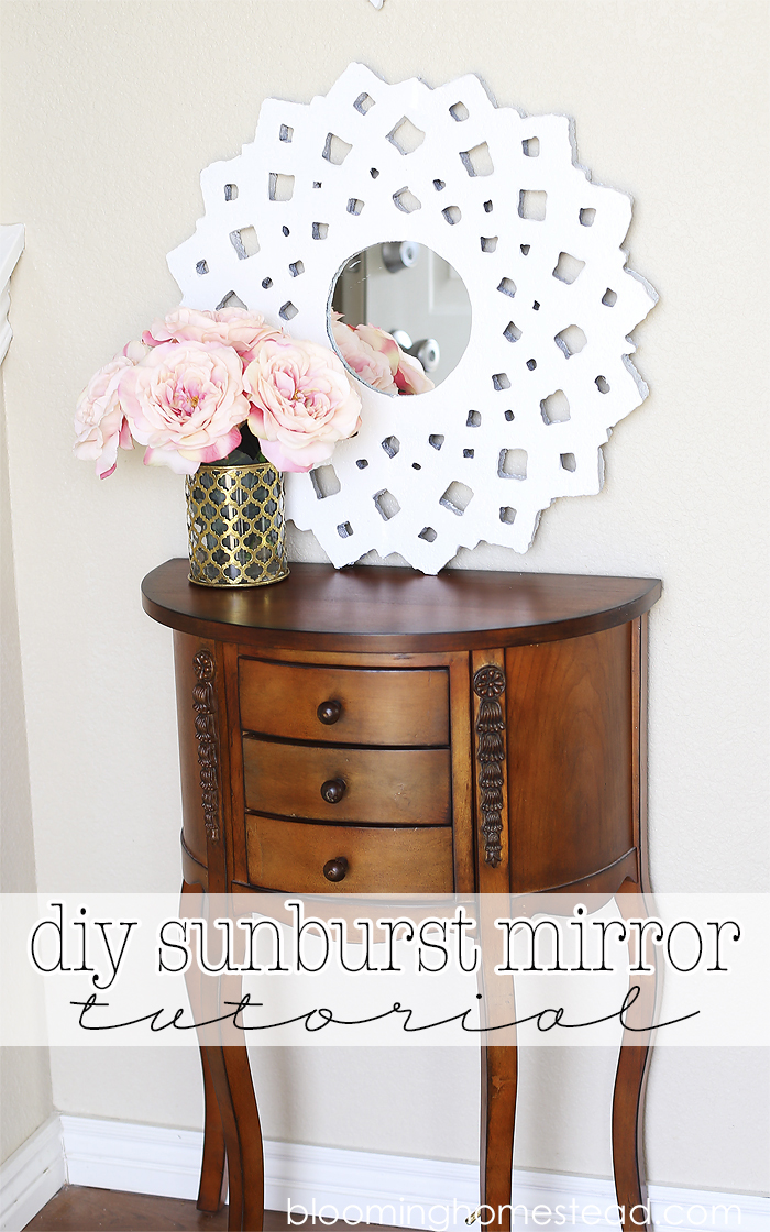 Affordable diy sunburst mirror with easy to follow tutorial.