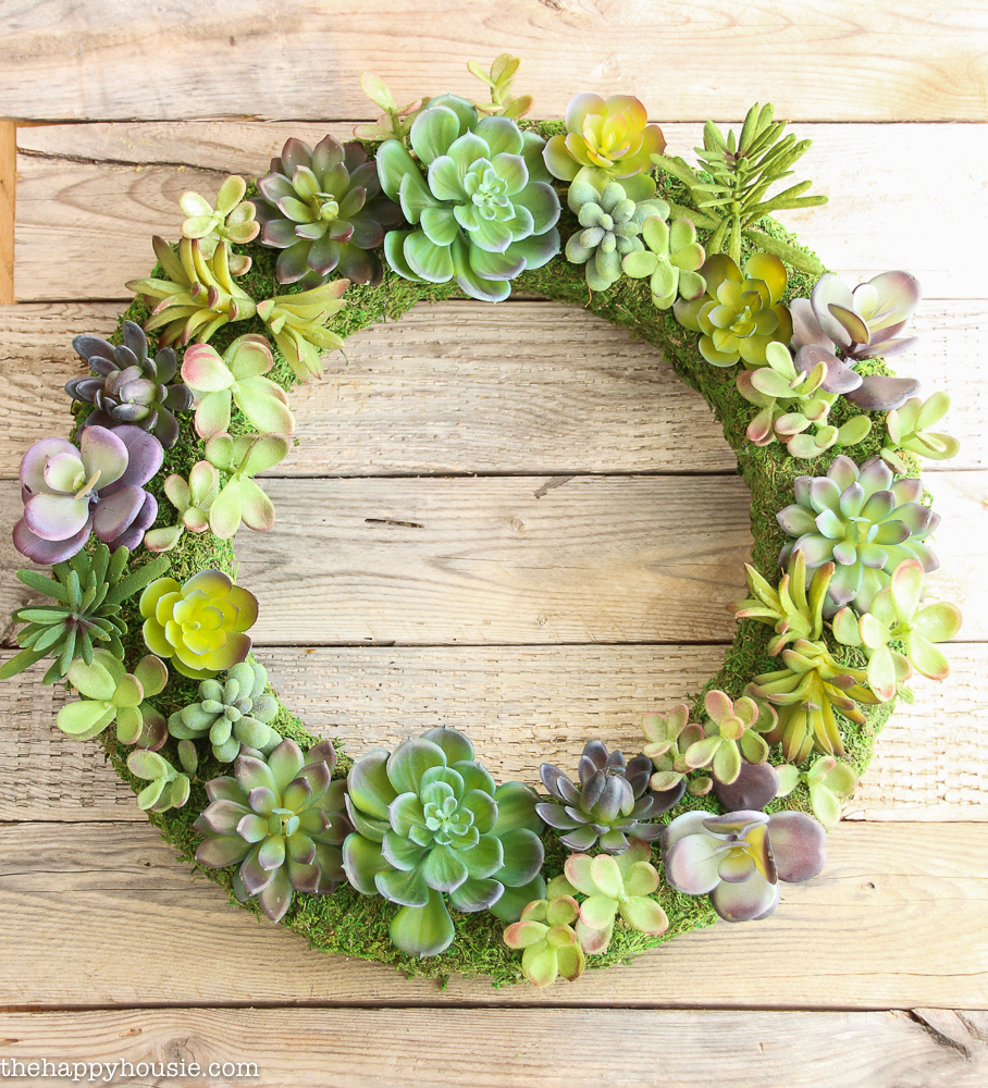 Pottery-Barn-Knock-Off-Faux-Succulent-Wreath-using-Make-it-Fun-Foam-Wreath-form.-14