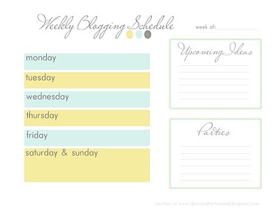 Blog Schedule Printable