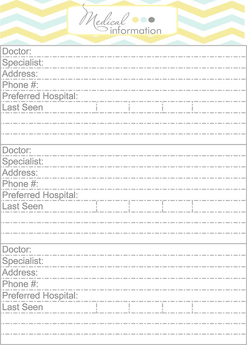 Medical and Prescription Info {Home Binder Printables}