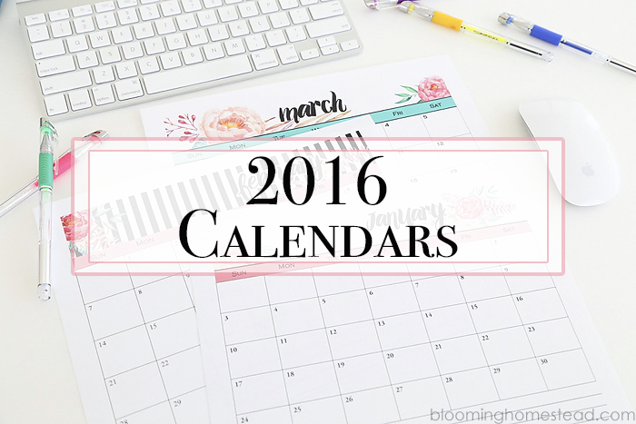 2016 Printable Calendars