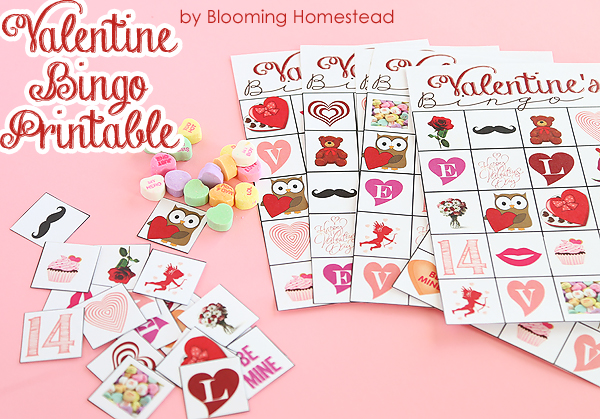 Free printable bingo game for Valentines Day. Perfect for class parties!