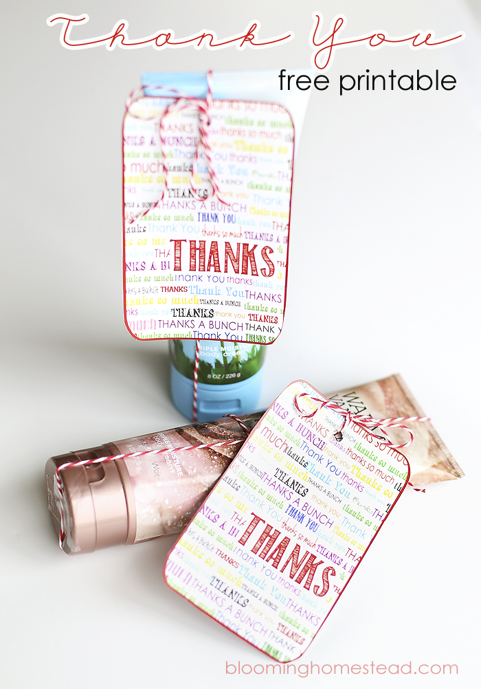 Thank You Free Printable by Blooming Homestead