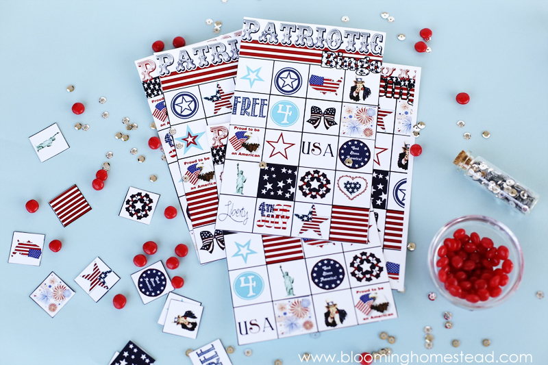 Super fun printable Bingo game for 4th of July. Perfect for parties.
