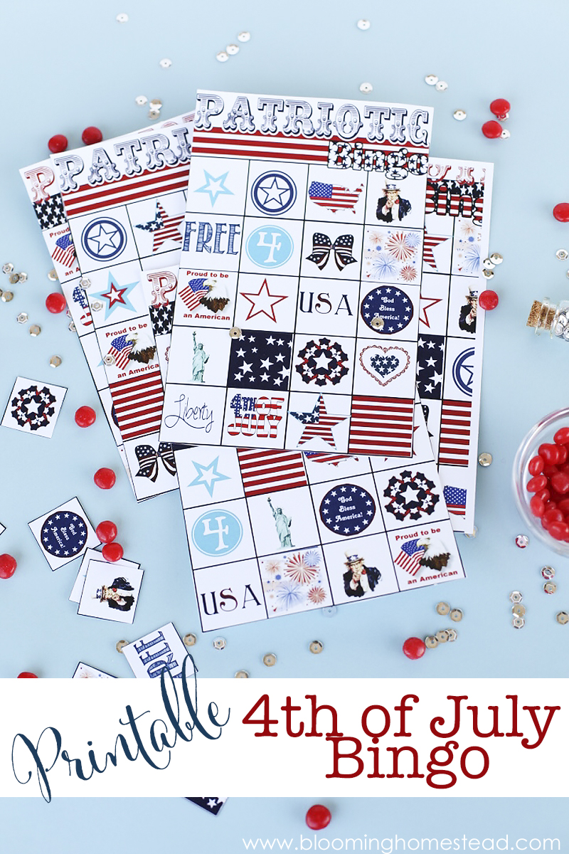 Super fun printable Bingo game for 4th of July. Perfect for parties.