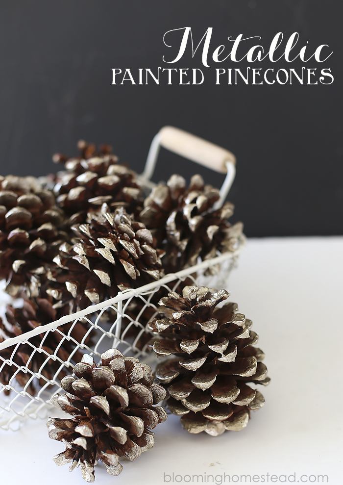 Simple and easy tutorial for gorgeous metallic painted pinecones. | diy |pinecones | christmas | home decor |fall