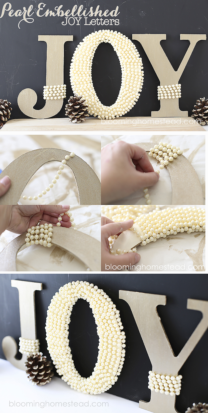 DIY Pearl Embellished JOY Letters tutorial | christmas |joy | DIY |tutorial |homedecor |christmas decor |holiday decor |holiday |JOY