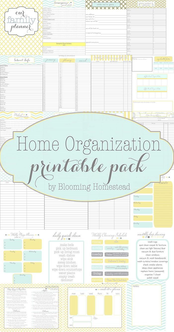 Home Organizational Printables by Blooming Homestead