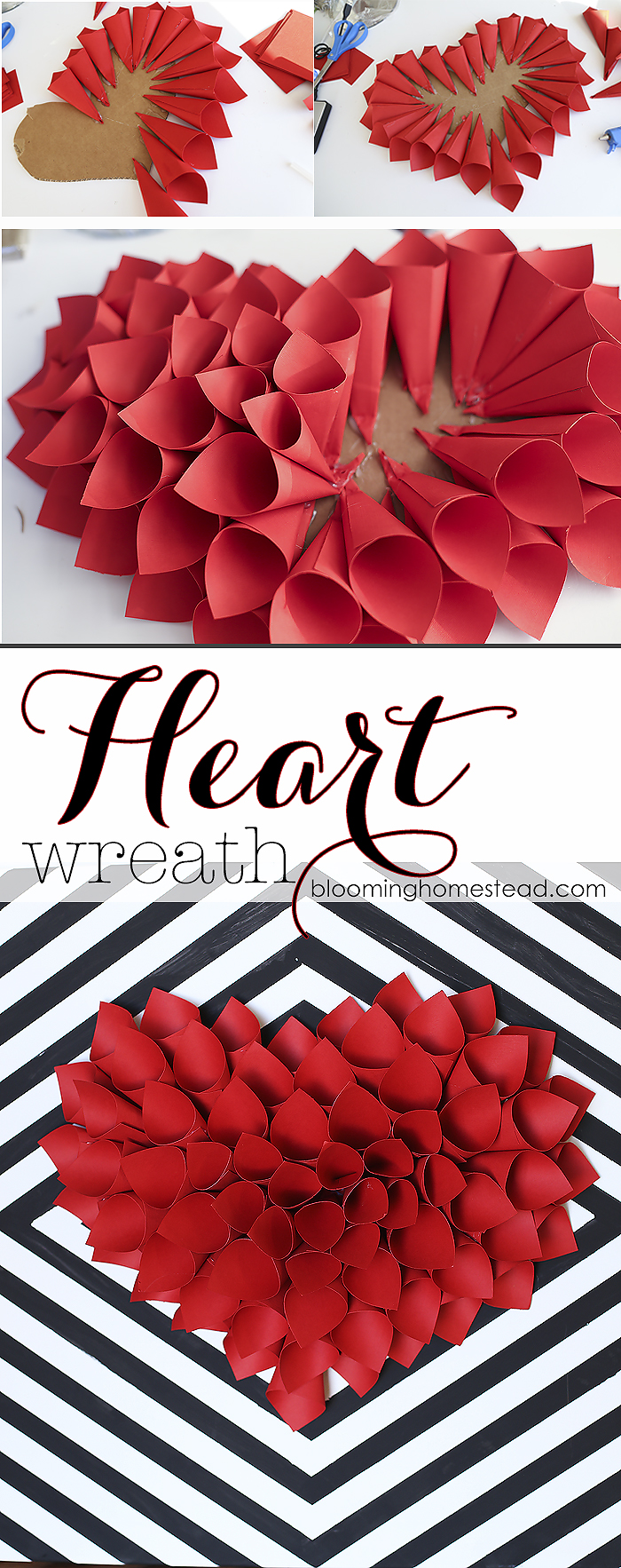 Simple and easy wreath tutorial, this would be perfect for Valentine's Day decor!