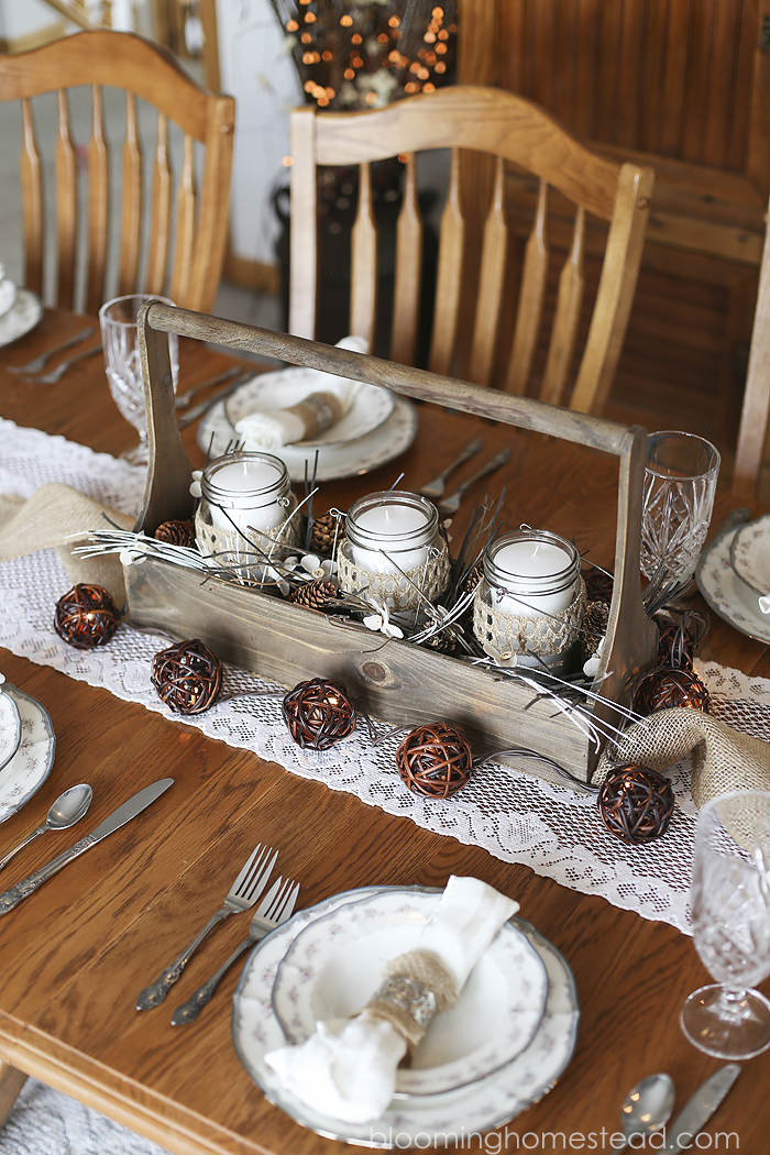 Rustic Winter Centerpiece by Blooming Homestead