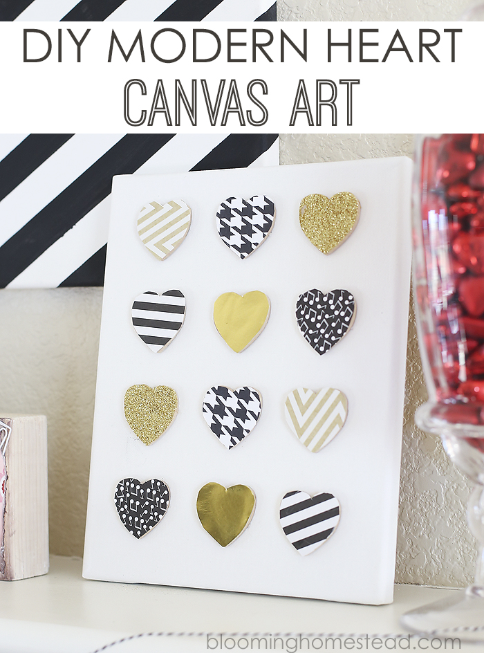 diy heart canvas by Blooming Homestead