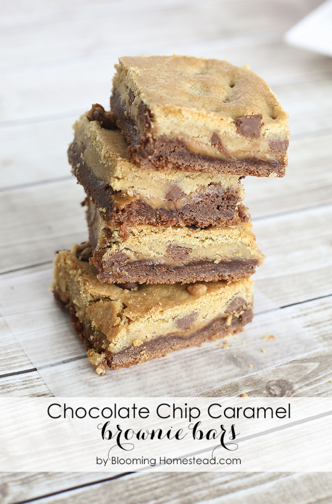 Chocolate Chip Caramel Brownie Bars Recipe by Blooming Homestead