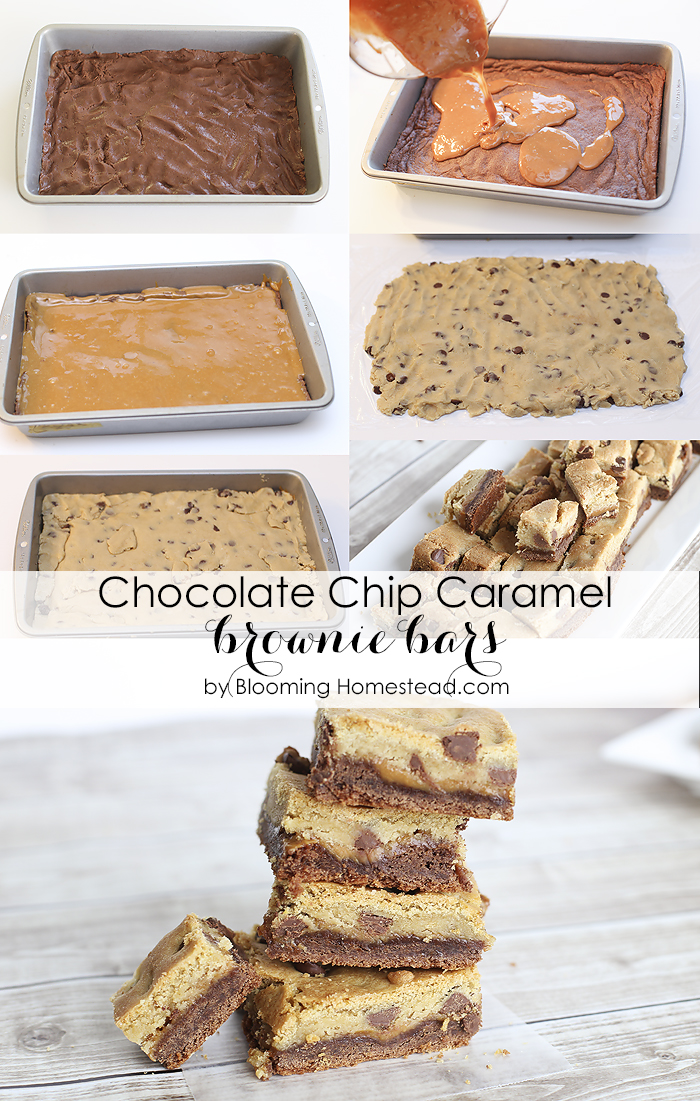 Chocolate Chip Caramel Brownie Bars Recipe by Blooming Homestead