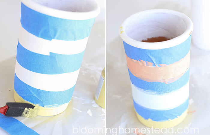 DIY Striped Pot tutorial, transform those terra cotta pots into something beautiful!