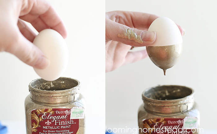 DIY Gold Painted Eggs- super easy to follow tutorial to make these trendy gold striped eggs.