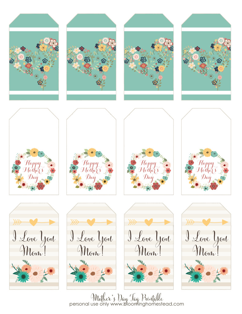 Beautiful Mother's Day Gift Tag printable, free for download.