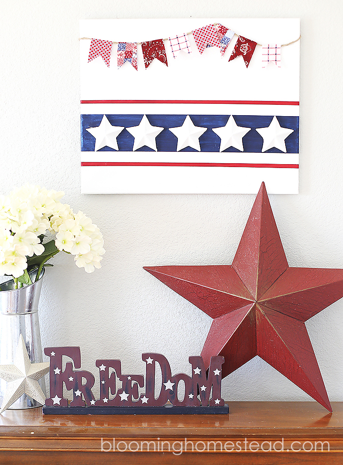 Patriotic wall art, perfect for 4th of July or any Americana decor.