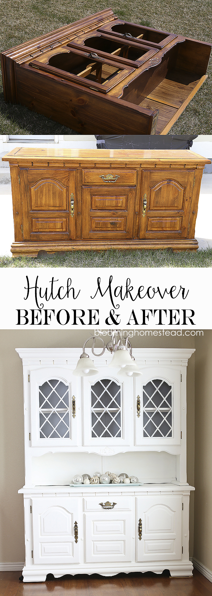 China hutch makeover from start to finish using chalk paint.