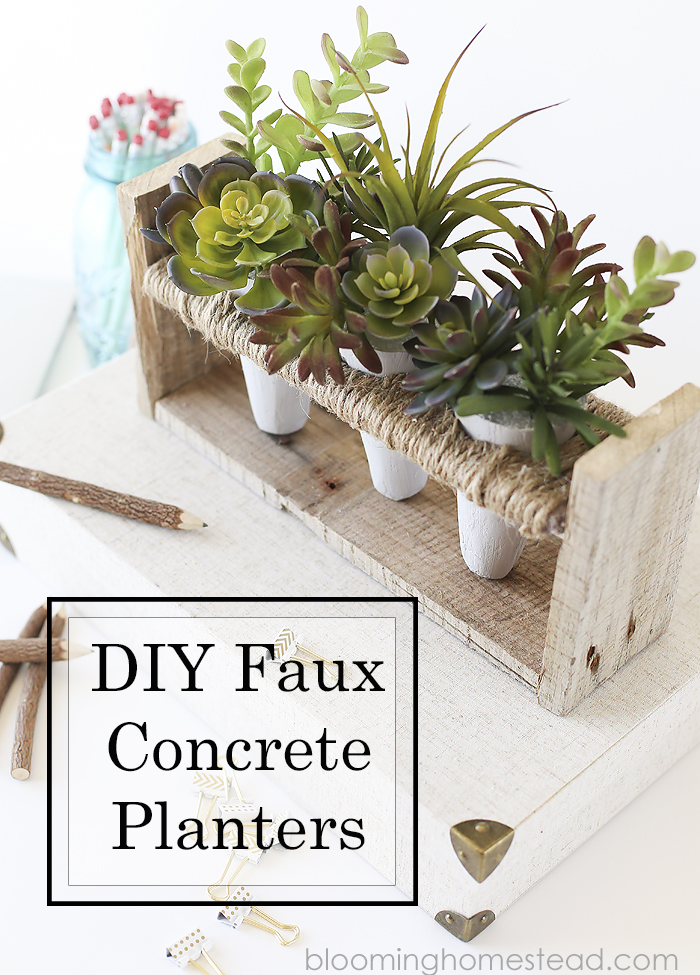 These DIY Faux Concrete Planters are so easy to make. Plus the best faux succulents you can find.