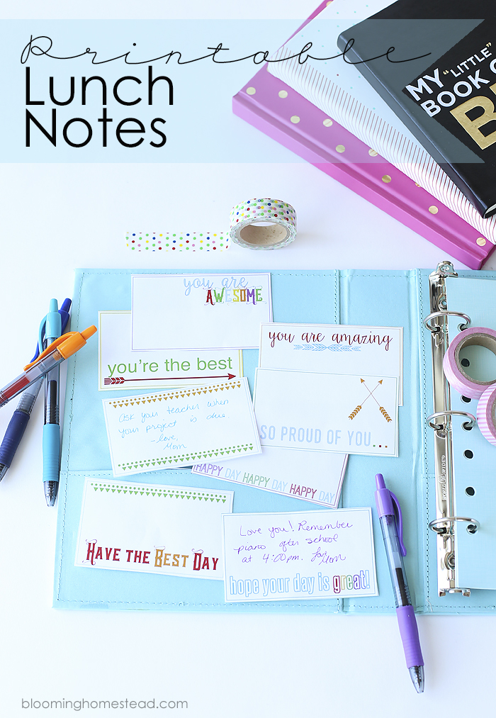 Free printable lunch box notes, so cute!