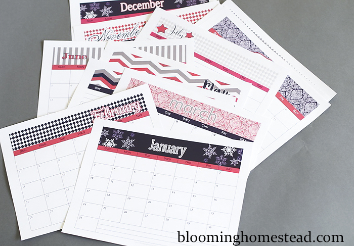 Free printable 2016 calendars in 3 styles to choose from by Blooming Homestead Blog. Get organized with these lovely free printables.