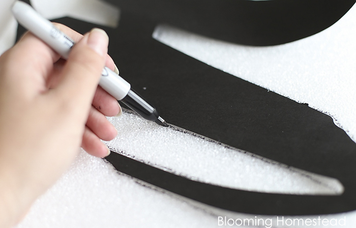 Easy to make diy glitter JOY sign using foam! Check out the full tutorial at Blooming homestead