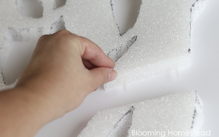 Easy to make diy glitter JOY sign using foam! Check out the full tutorial at Blooming homestead