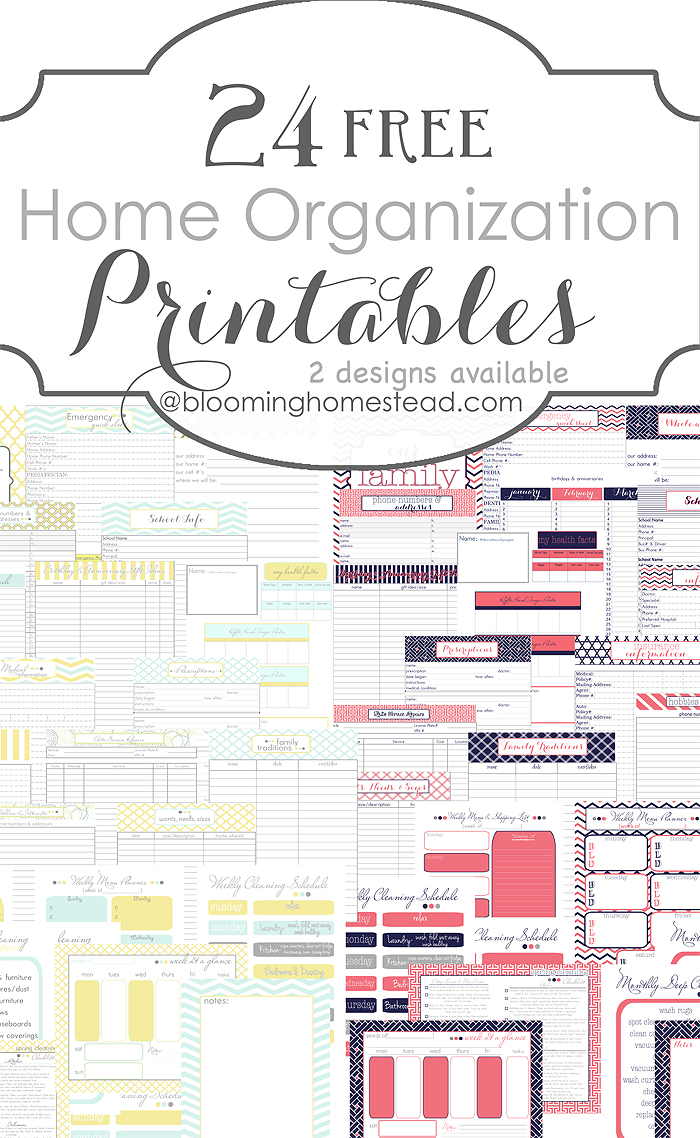 Free Organizational Printable Sets in two Styles by Blooming Homestead