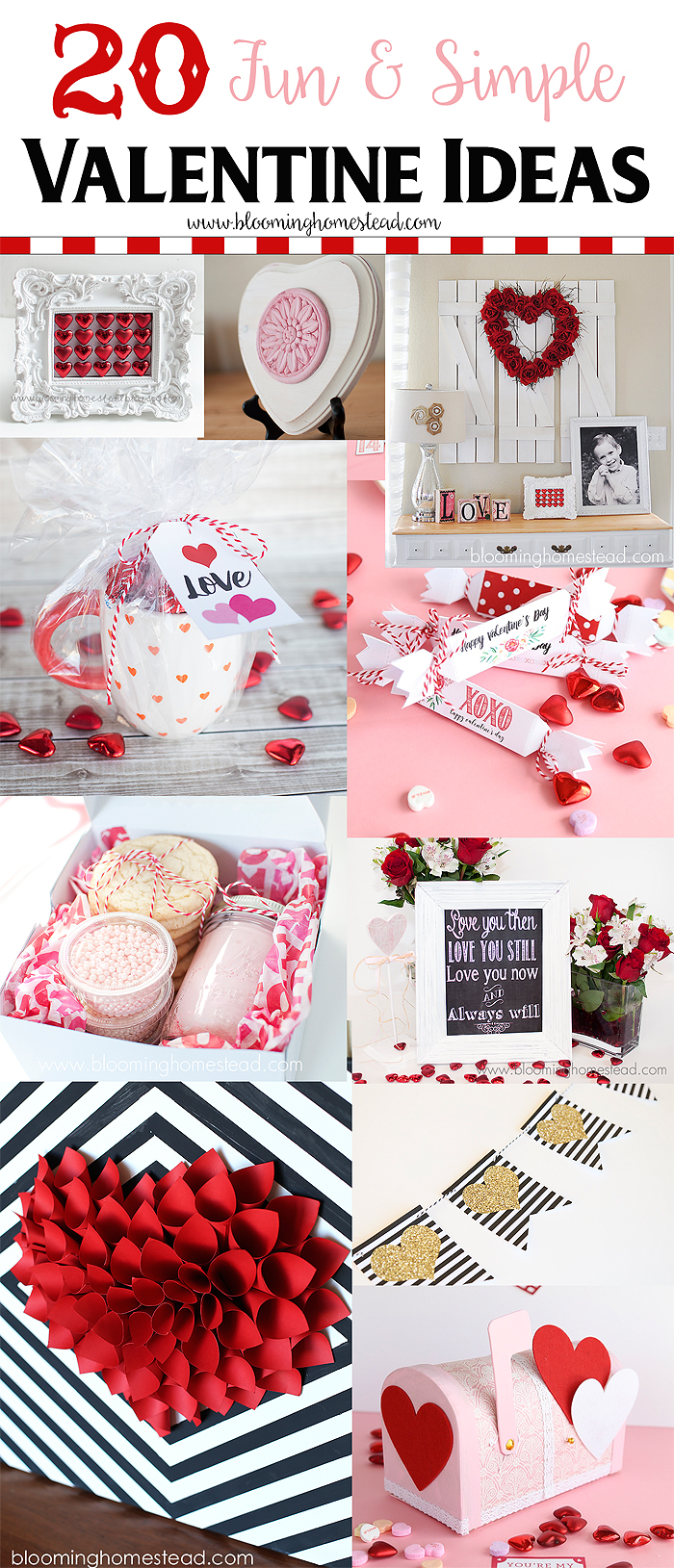 20 Simple and Fun Valentines Ideas including gift ideas, crafts, printables, and home decor!