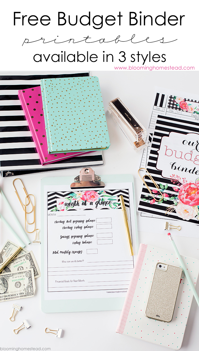 Free budget binder printable sets at Blooming Homestead