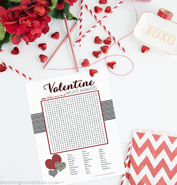 Fun printable valentine word search, perfect for class parties!