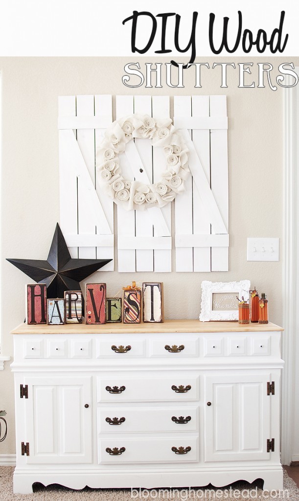 Create a budget friendly wall accent with these diy barnwood shutters. Easy diy project for the beginner.