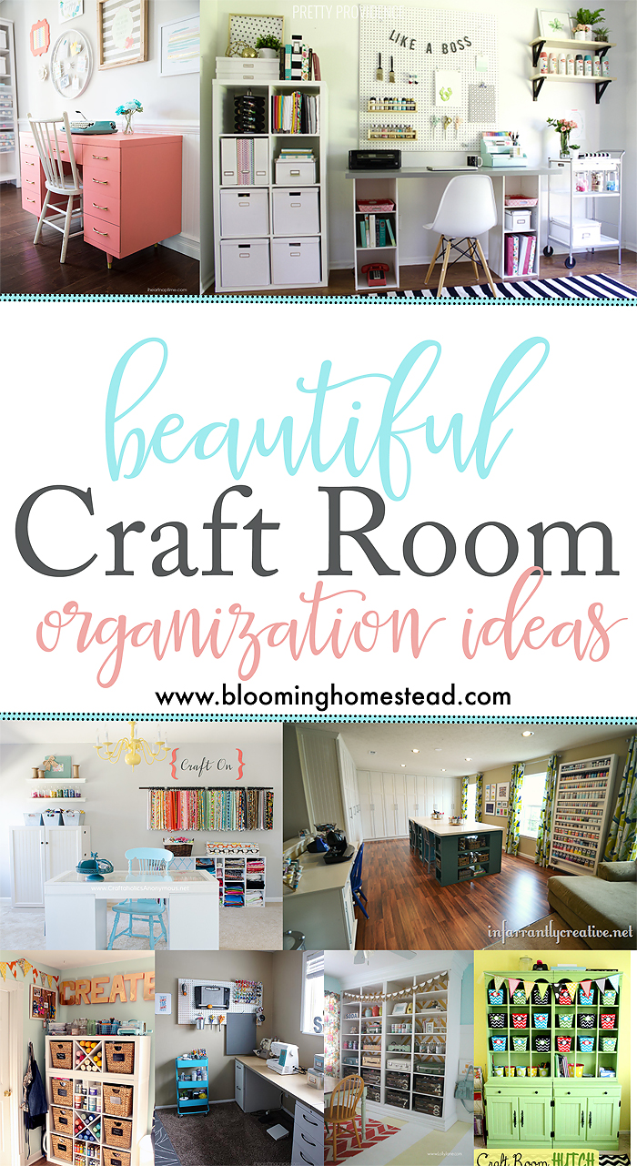 Craft Room Inspiration ideas for creating beautiful, organized craft rooms. Beautiful Craft Room Organization ideas.