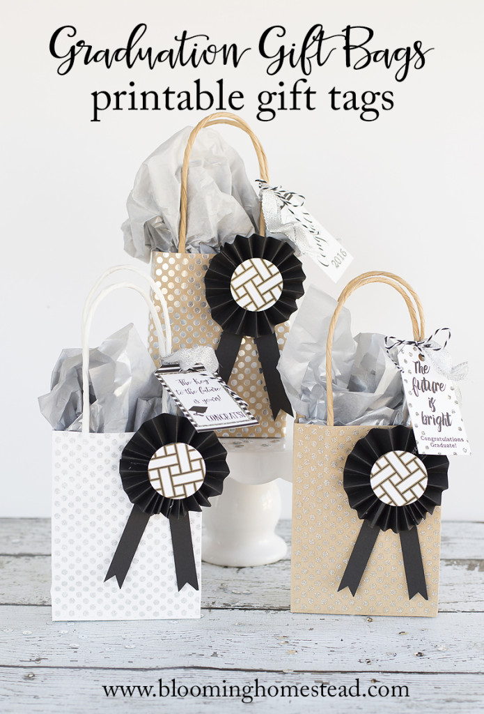 Graduation Gift Bags with printable gift tags