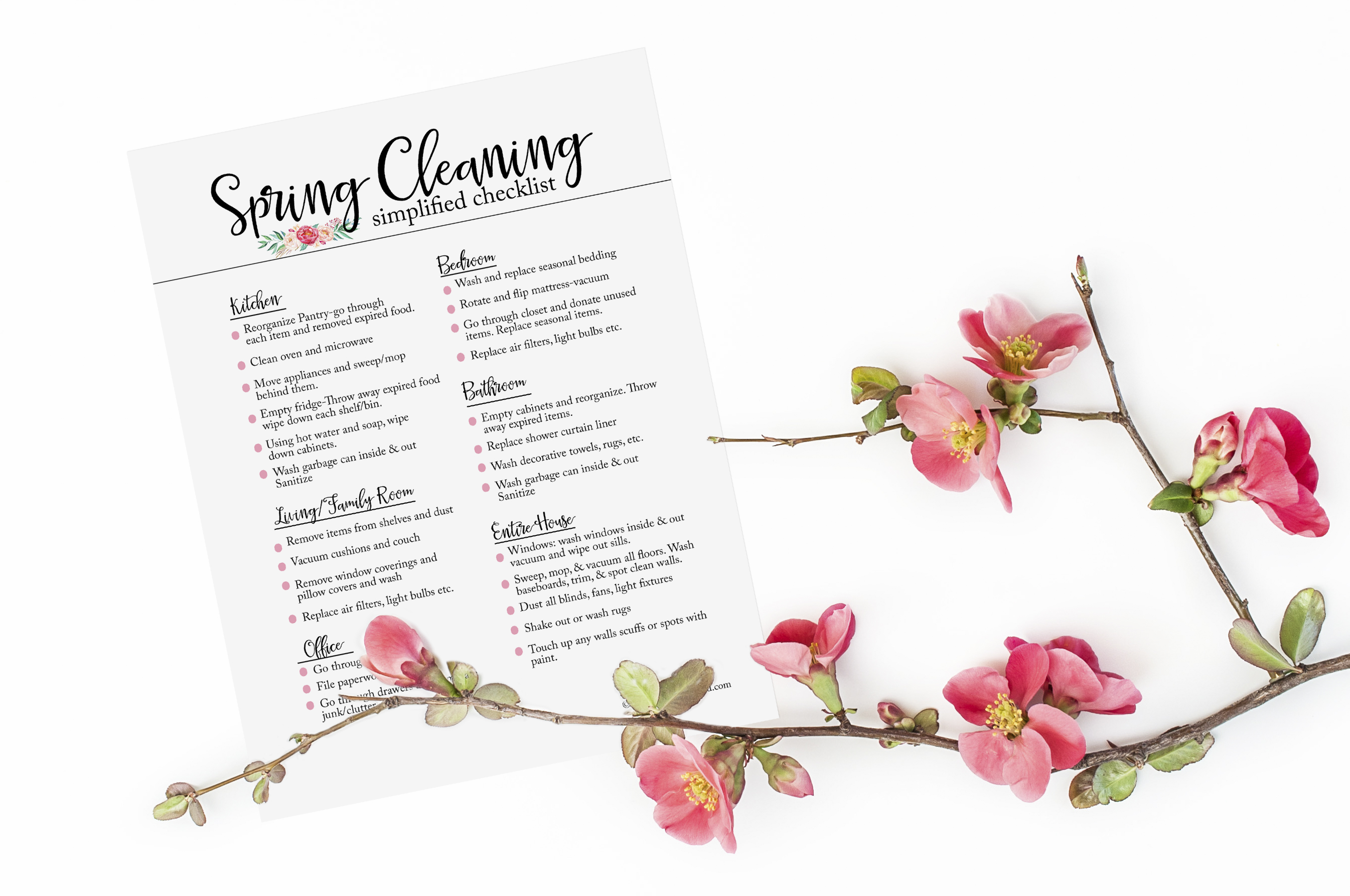 Spring cleaning checklist by Blooming Homestead