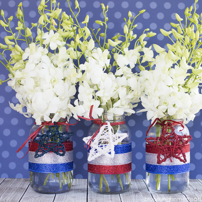 Patriotic Mason Jar Centerpiece