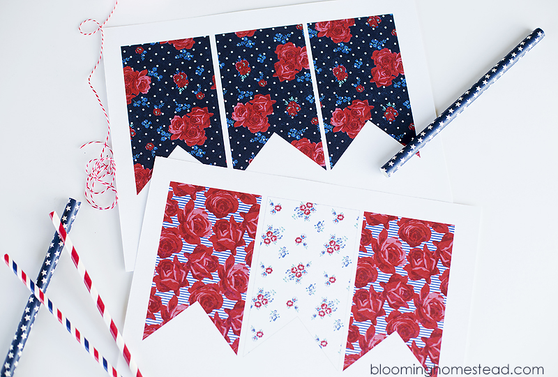 Download this free floral patriotic printable banner. It will make a perfect addition to your patriotic decor!