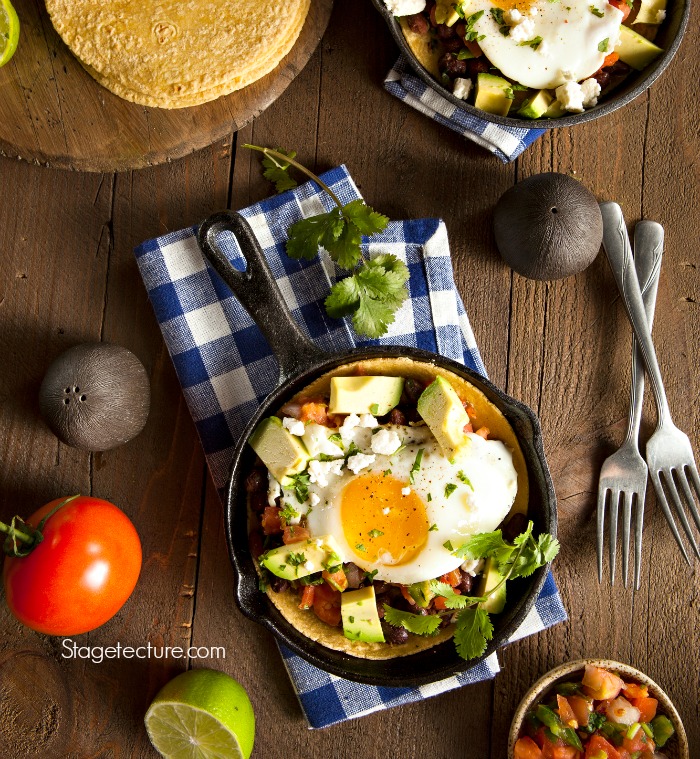 Homemade Heuvos Rancheros with Avocado and Cilantro