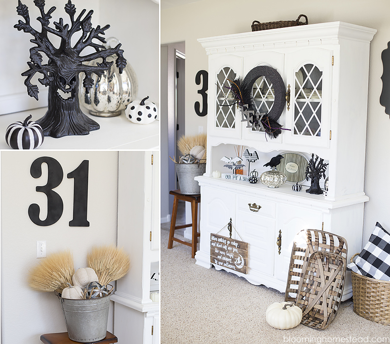 Beautiful black and white Halloween Home Tour with tons of beautiful and elegant halloween decor ideas