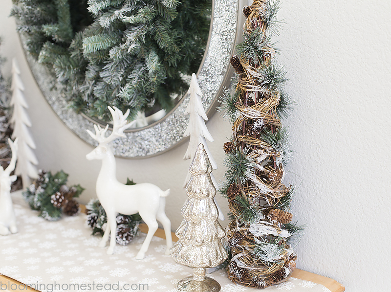 Creating a beautifully styled entryway for the holidays has never been easier! Stop by and see how I created this look for under $100. Christmas Vignette and Winter Woodland Home Decor.