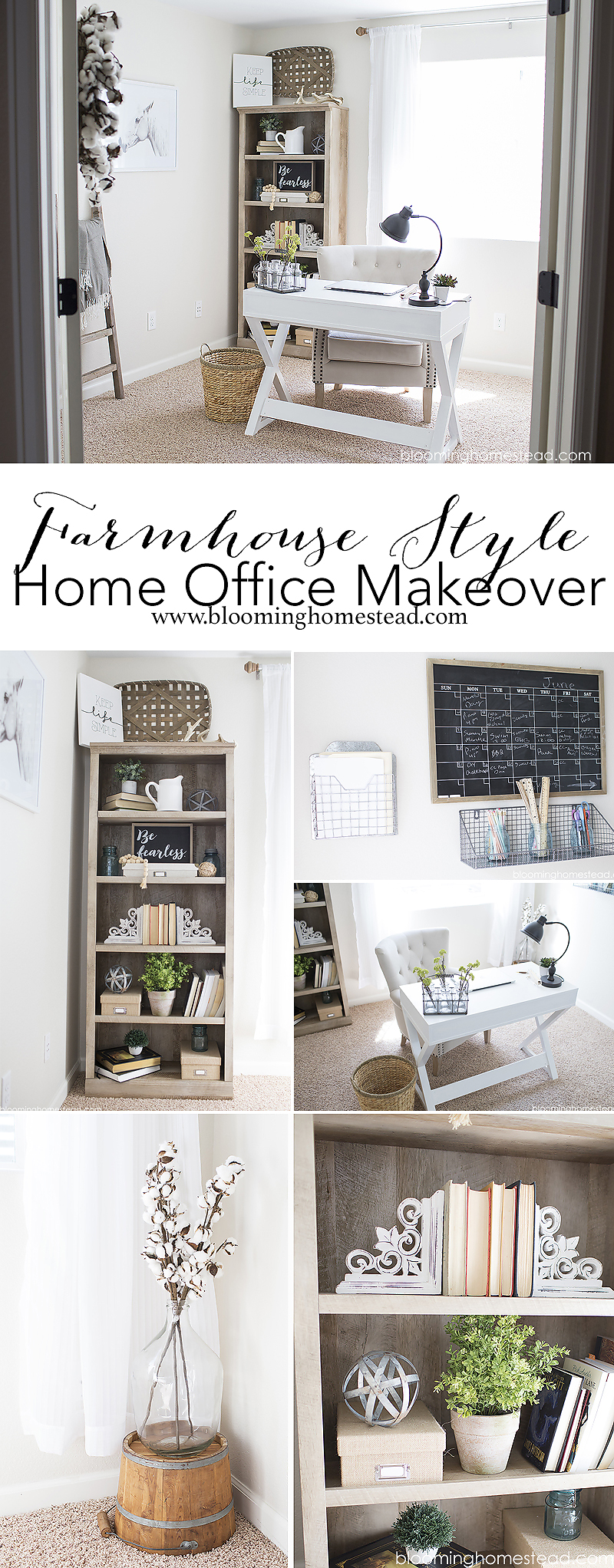 Create a farmhouse style home office using simple supplies from Walmart!