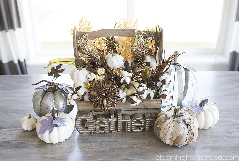 Beautiful and Simple DIY Centerpiece using fall supplies from hobby lobby.