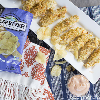 Delicious Oven baked chicken tenders breaded in your favorite kettle chips! Super crunchy and delicious!