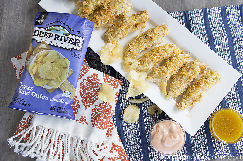 Delicious Oven baked chicken tenders breaded in your favorite kettle chips! Super crunchy and delicious!