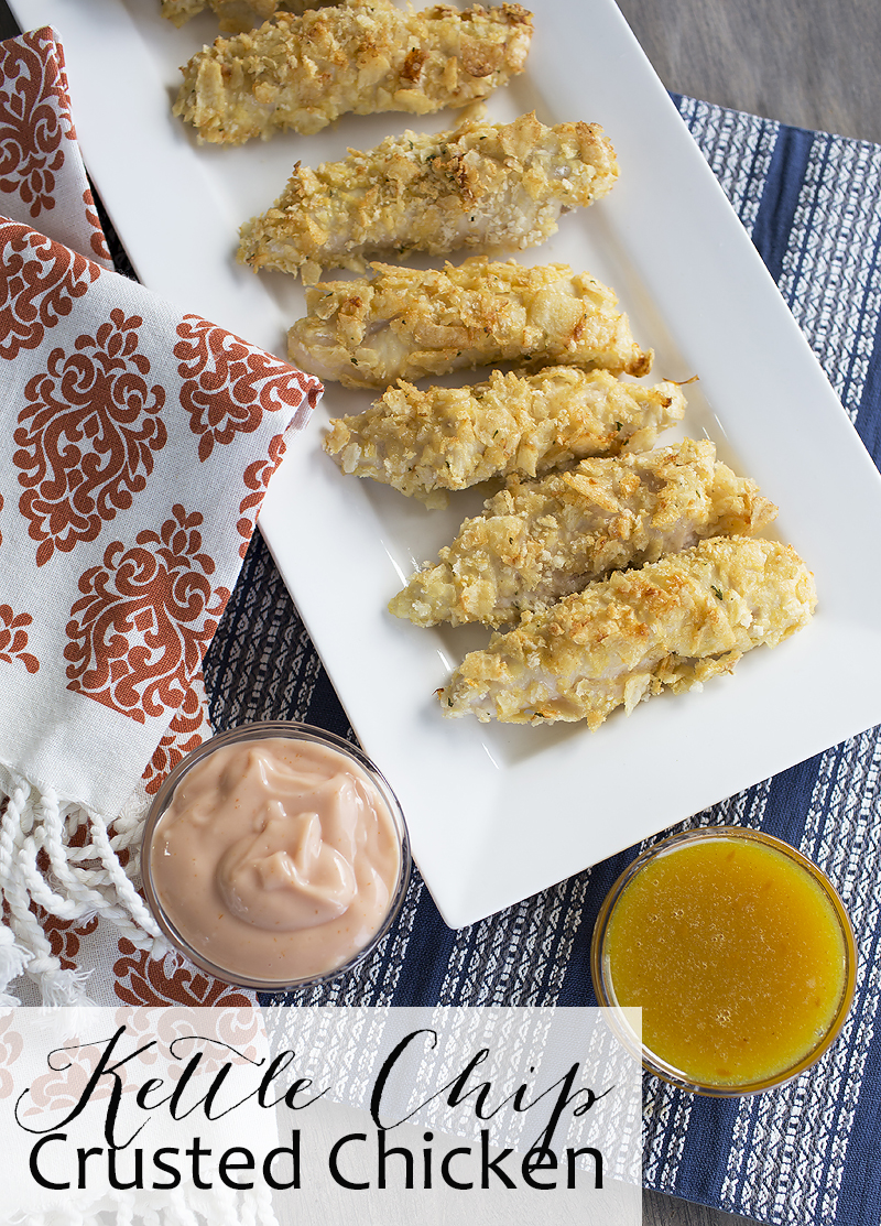 Kettle Chip Crusted Oven Baked Chicken made using only a few ingredients. Such a simple weeknight dinner idea or perfect for football season and tailgate parties.