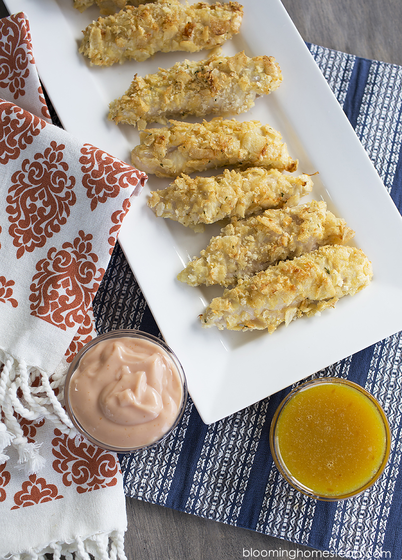 Delicious Oven baked chicken tenders breaded in your favorite kettle chips! Super crunchy and delicious!