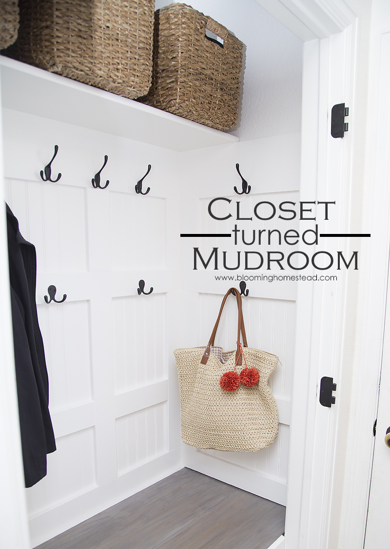 Turn that cluttered closet and turn it into a functional and beautiful mudroom to keep your home organized