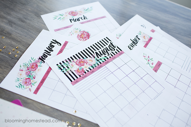 2019 Beautiful Calendar Printable by Blooming Homestead