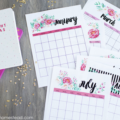 Beautiful printable calendars available for download at Blooming Homestead Blog